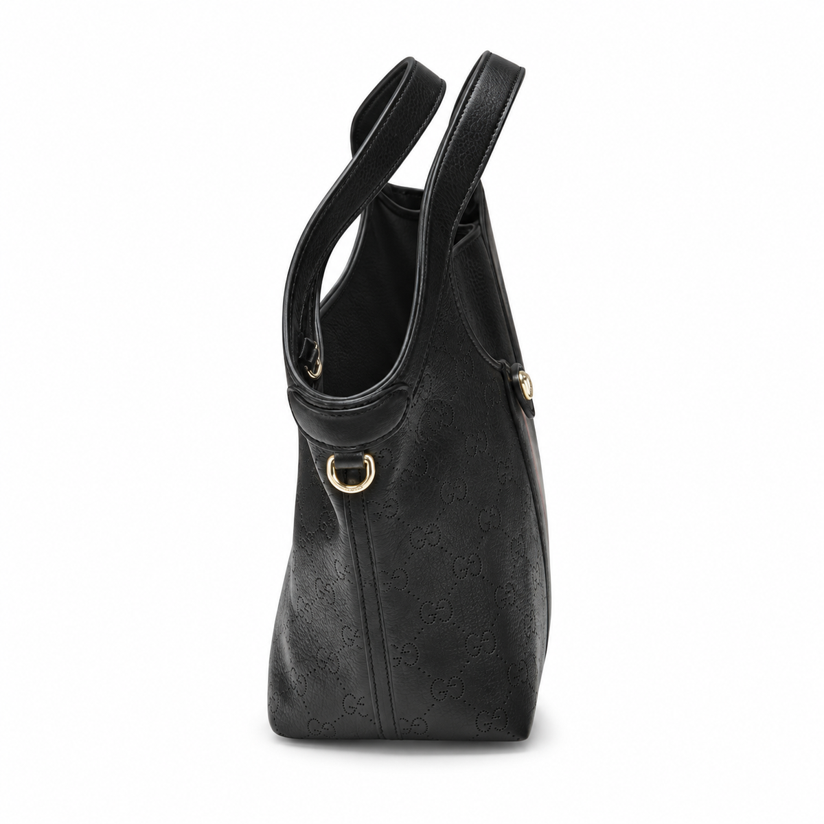 Gucci Ophidia Black GG Web Stripe Round Handle Tote