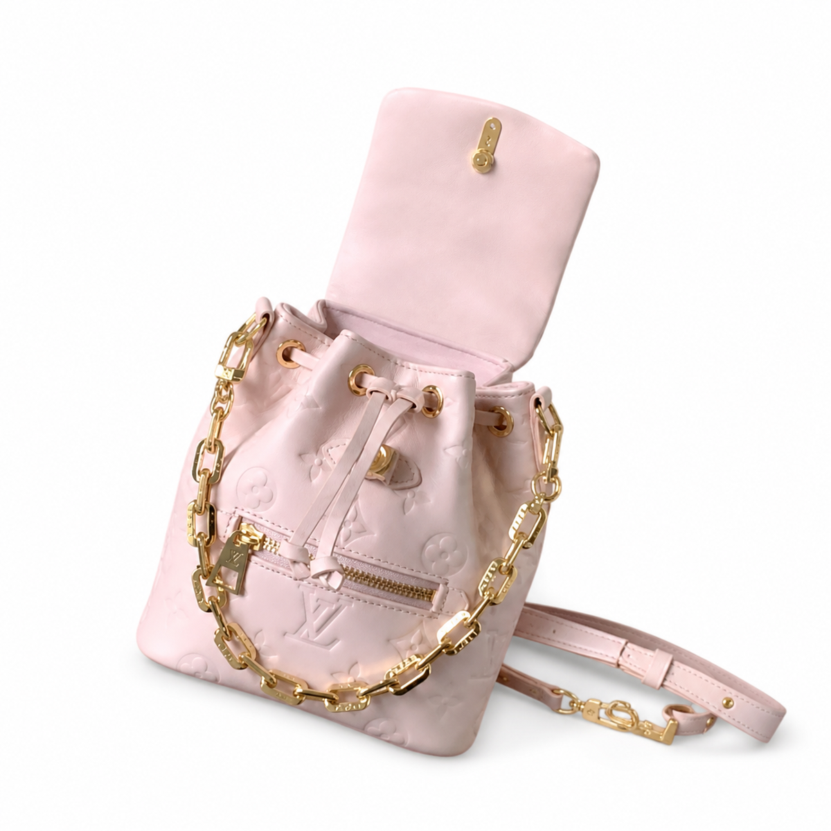 LV Noé Purse Monogram Empreinte Leather Pink Mini Bucket Bag