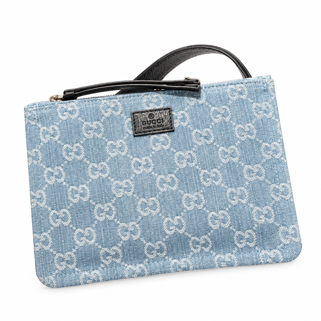 Gucci GG Denim Web Stripe Round Handle Tote