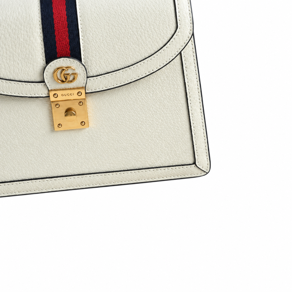 Gucci Ophidia Small Top Handle Bag White Leather