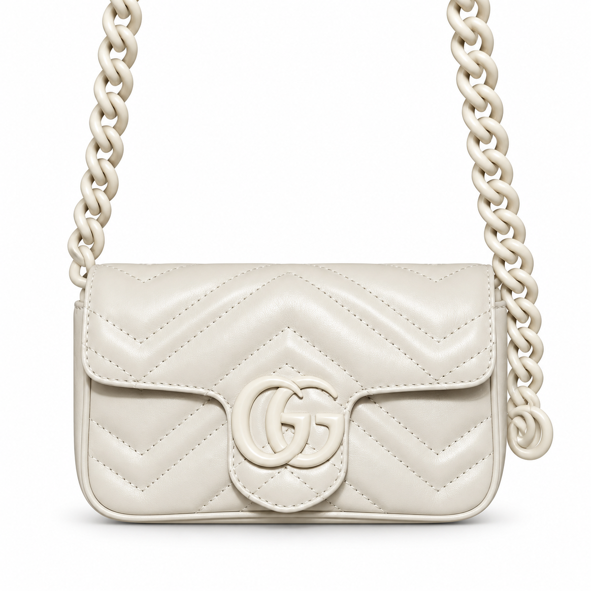 Gucci GG Marmont Super Mini Bag White on White