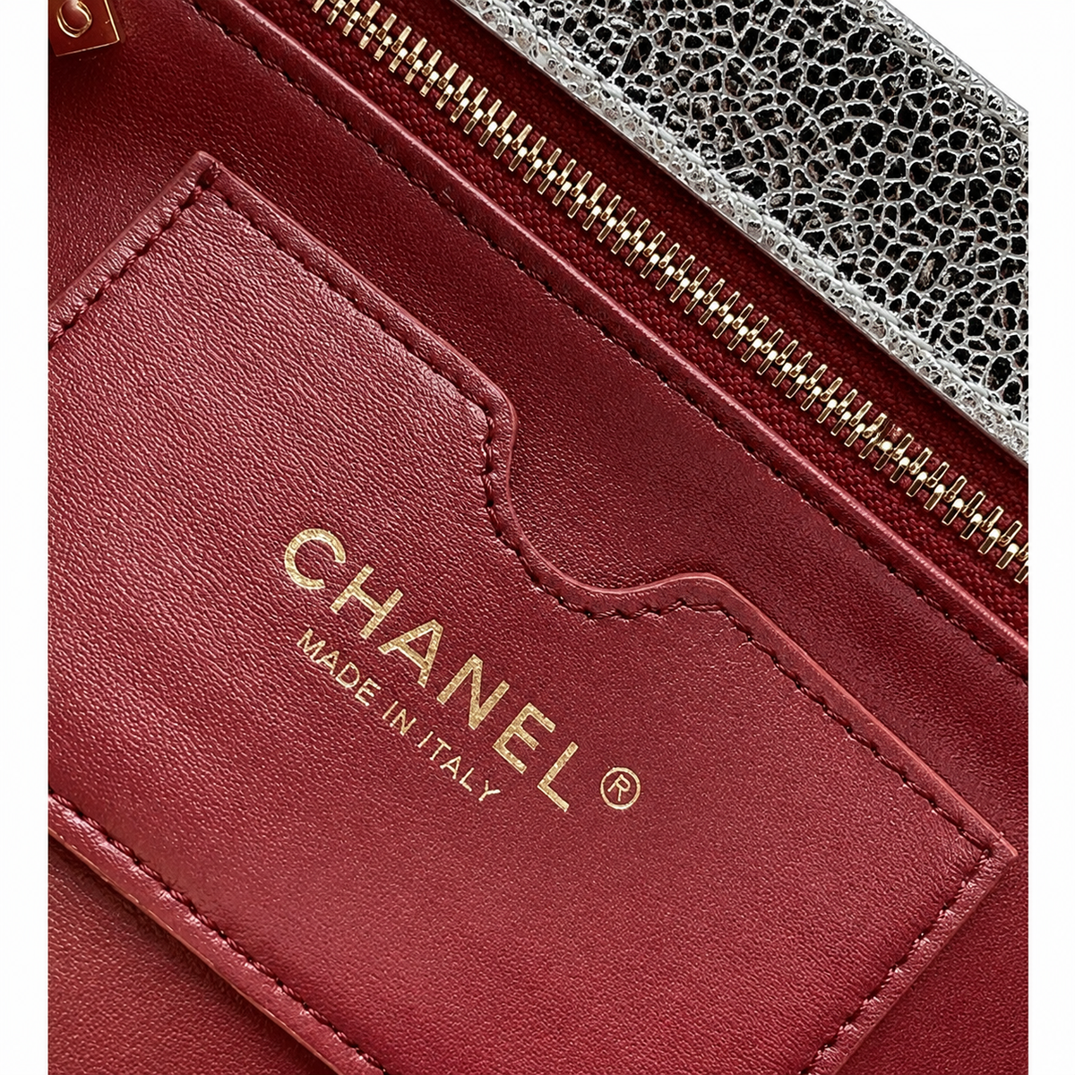 Chanel Silver Crinkled Metallic Envelope Bag | Chevron Quilting, Gold CC & Top Handle