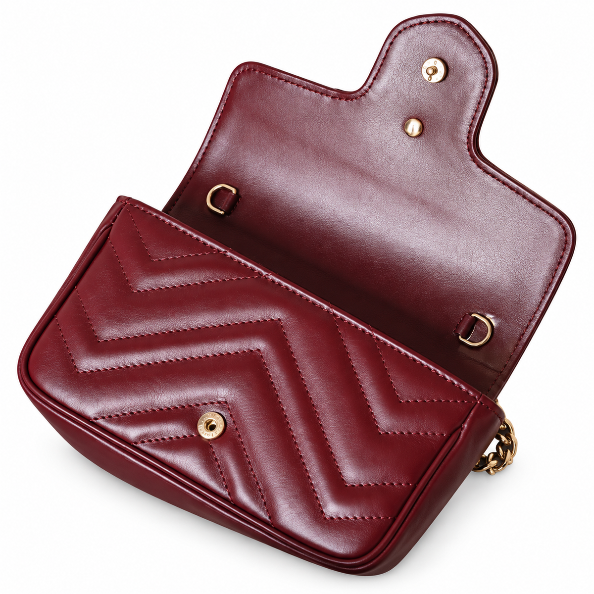 Gucci GG Marmont Super Mini Flap Bag in Bordeaux Matelassé