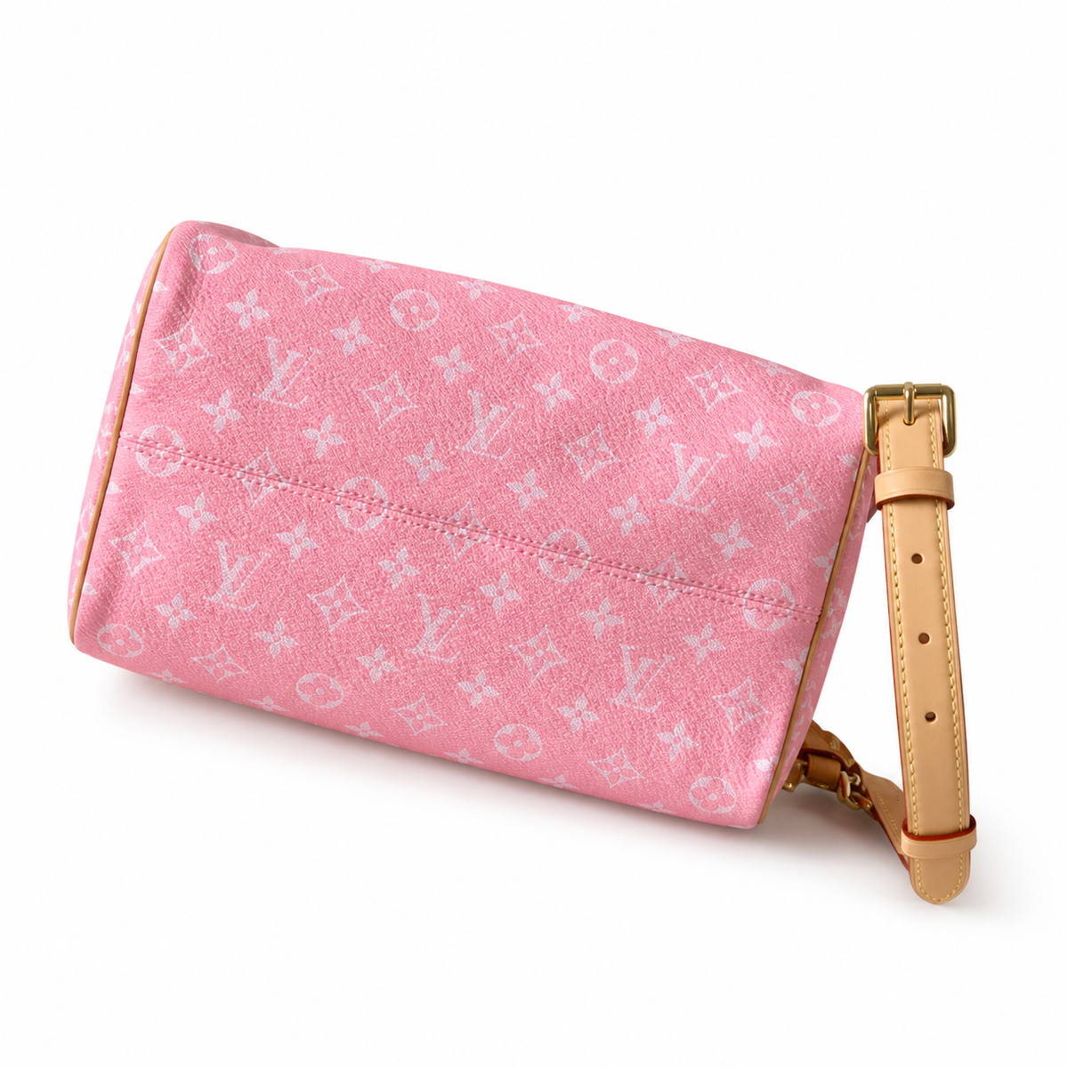 LV Speedy Bandoulière 25 Monogram Jacquard Velvet Rose Pink Top Handle Crossbody Bag