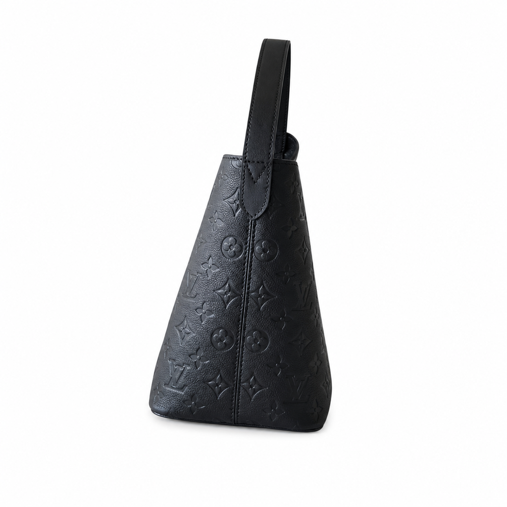 LV Bagatelle Monogram Empreinte Leather Shoulder Hobo Bag Black