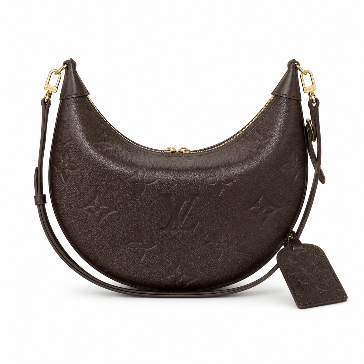 LV Loop Hobo Giant Monogram Empreinte Leather Noir Hobo Shoulder Bag with Pouch