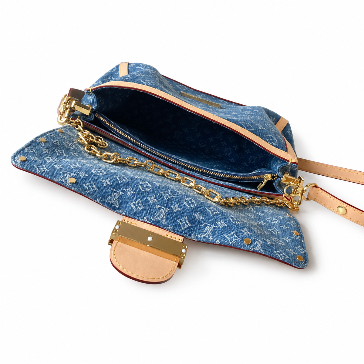 LV Dauphine MM Monogram Denim Crossbody Flap Bag