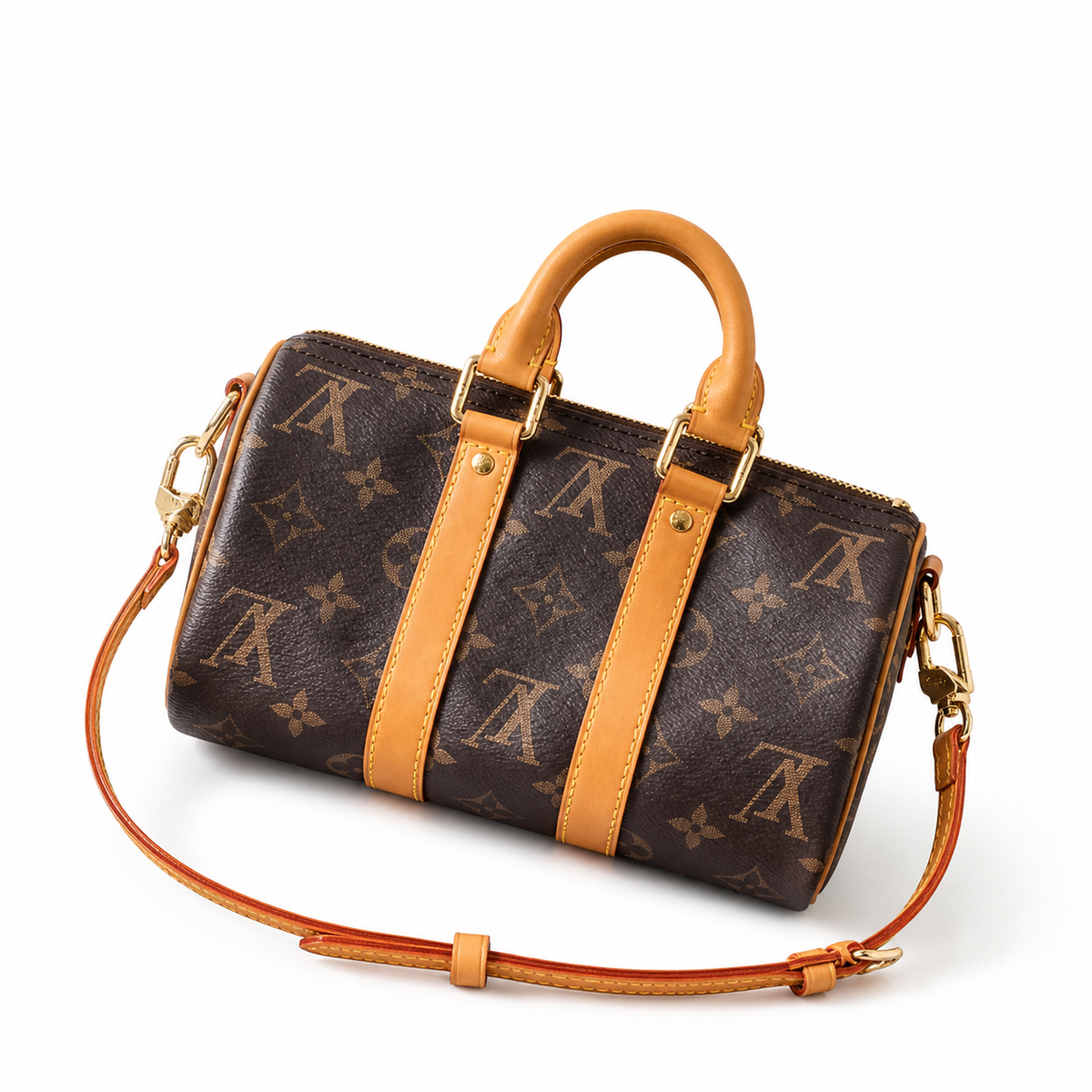 LV Papillon BB Monogram Canvas Barrel Top Handle Crossbody Bag