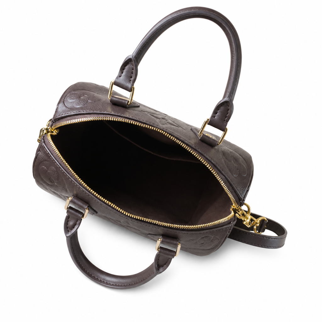 LV Speedy Bandoulière 25 Giant Monogram Empreinte Leather Noir Top Handle Crossbody Bag