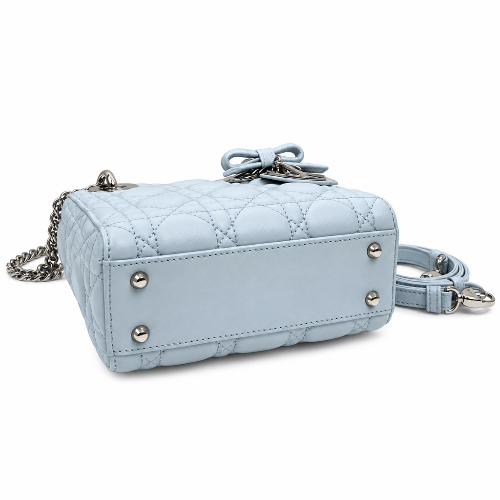 Dior White Cannage Quilted Shoulder Bag 17cm