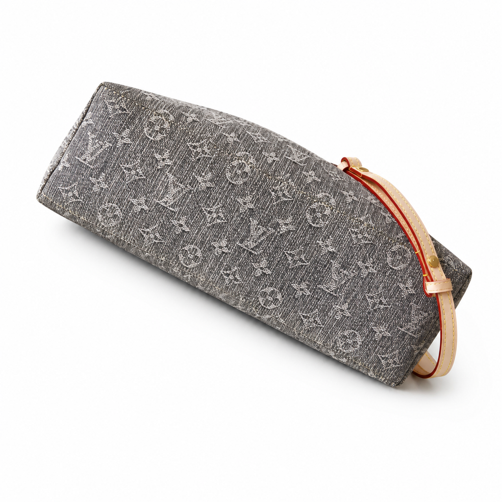 LV Boulogne Monogram Denim Slouchy Shoulder Bag Grey