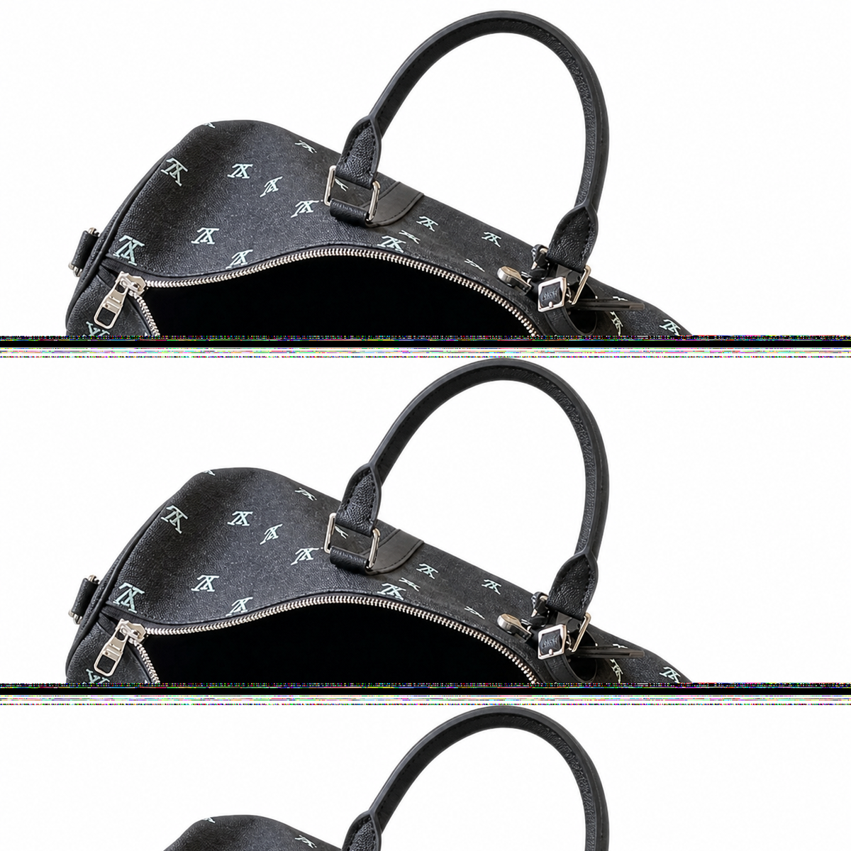 LV Keepall Bandoulière 50 Taiga Leather Black Iridescent Embroidery Travel Duffle Bag
