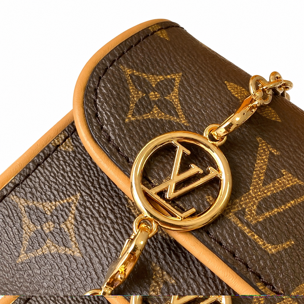 LV Troca MM Monogram Canvas Gold Chain Crossbody Clutch Bag