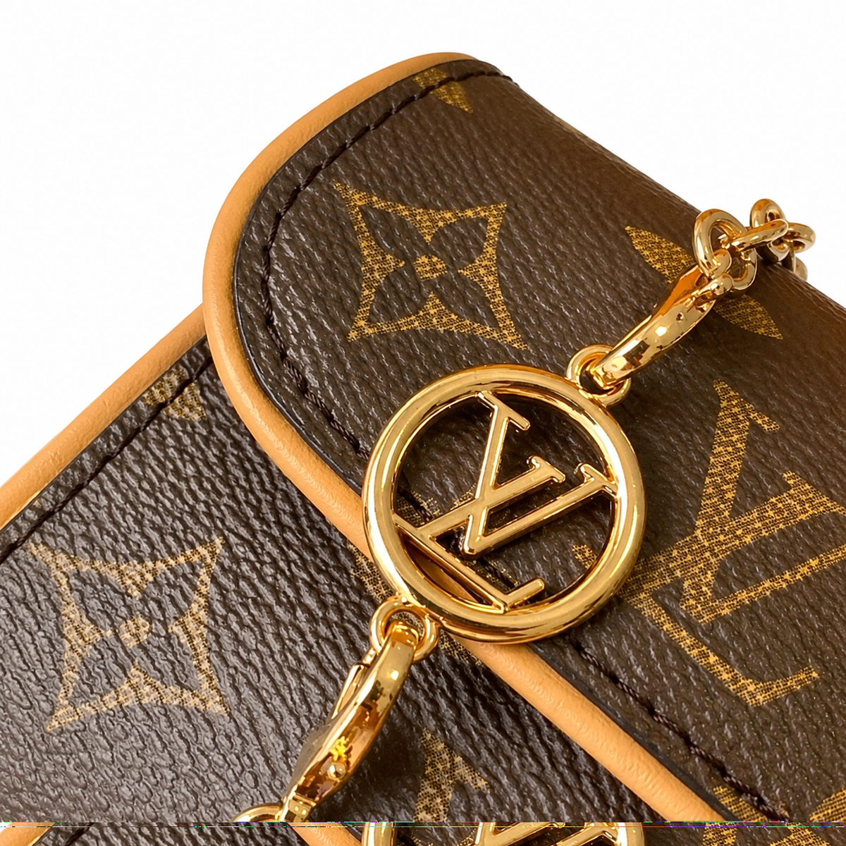 LV Troca MM Monogram Canvas Gold Chain Crossbody Clutch Bag