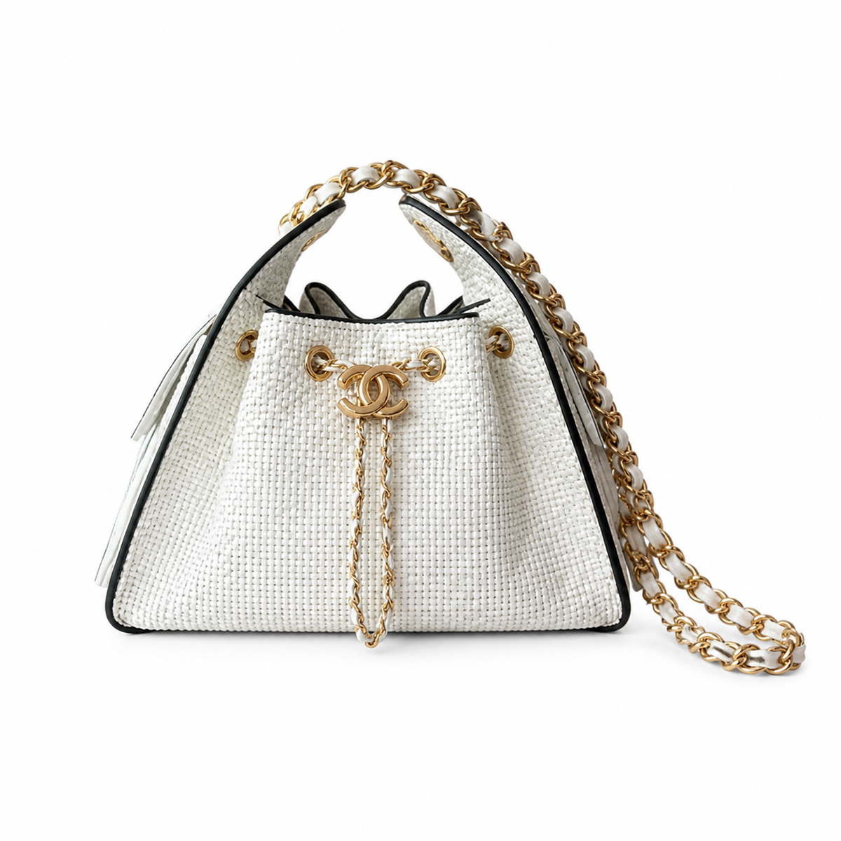 Chanel Quilted Leather Drawstring Bucket Crossbody