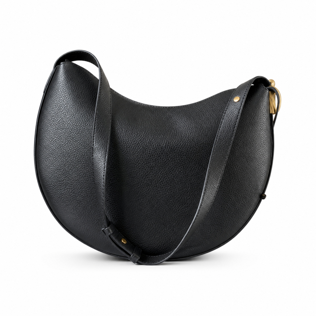 LV Luna MM Mahina Perforated Leather Noir Black Giant Gold LV Padlock Hobo Crossbody Shoulder Bag