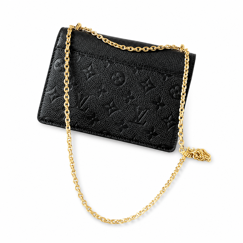 LV Kirigami Pochette Monogram Empreinte Leather Black Chain Wallet