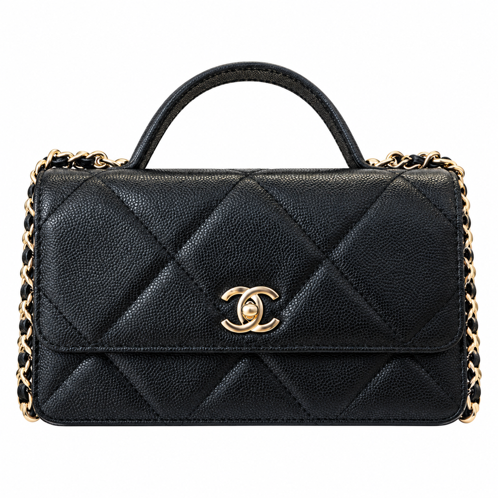 Chanel Trendy CC Quilted Caviar Top Handle WOC Black 19cm