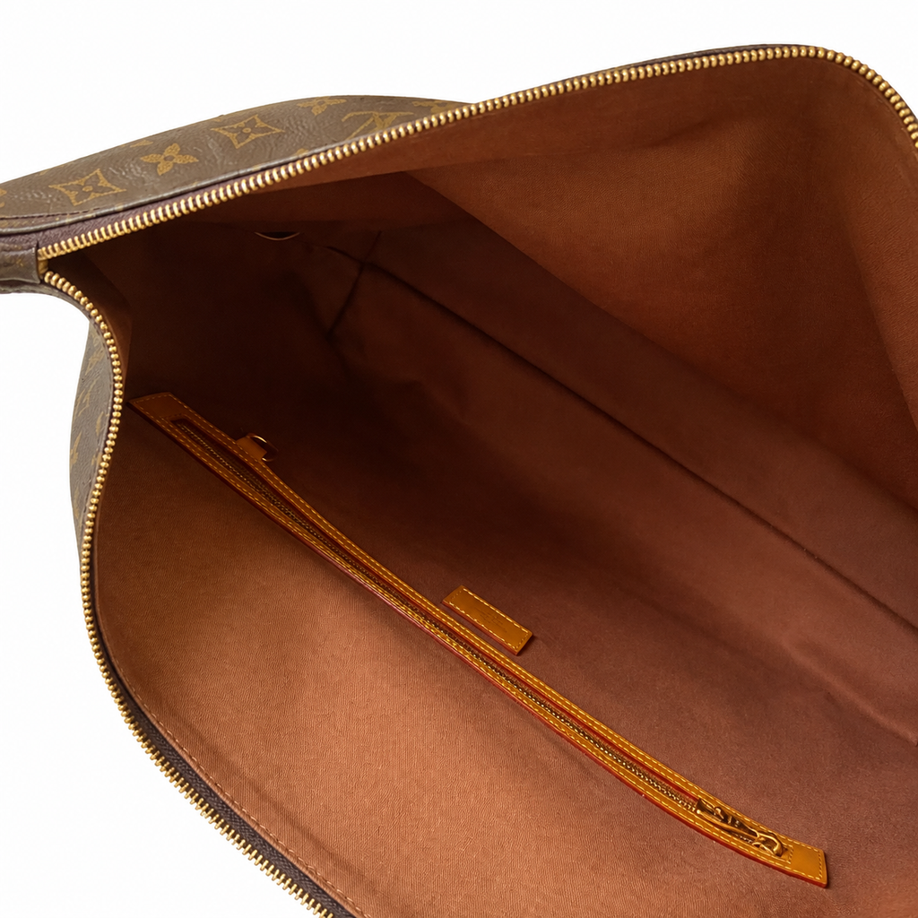 LV Boulogne MM Monogram Canvas Vachetta Leather Shoulder Bag