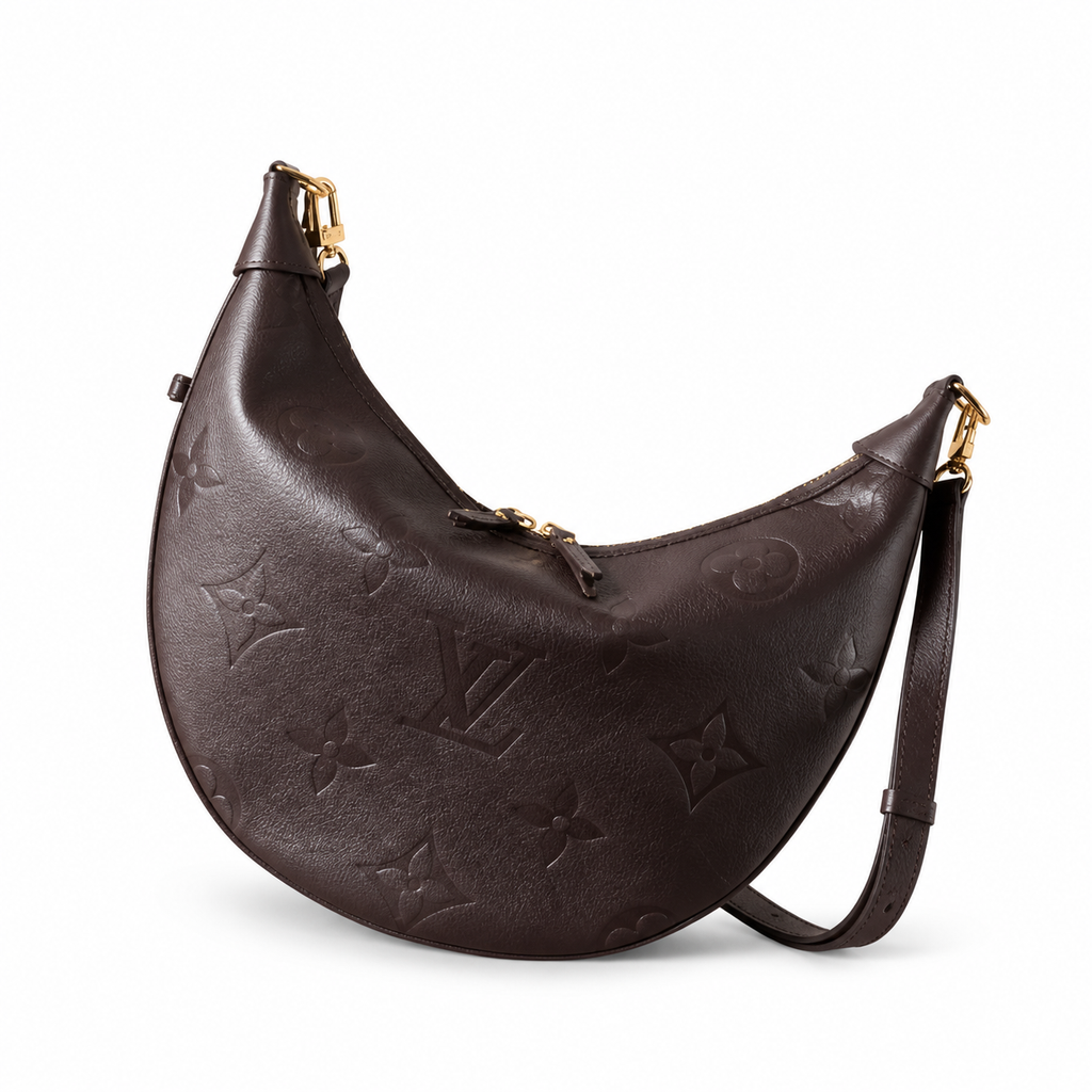 LV Loop Hobo Giant Monogram Empreinte Leather Noir Hobo Shoulder Bag with Pouch