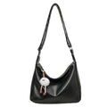 Vintage Soft Leather Shoulder Bag for Women – Large Hobo Tote with Plush Charm 27×15×9cm