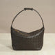 Black Woven Leather Hobo Bag | Large Zip-Top Interlace Shoulder Bag for Women
