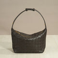 Black Woven Leather Hobo Bag | Large Zip-Top Interlace Shoulder Bag for Women