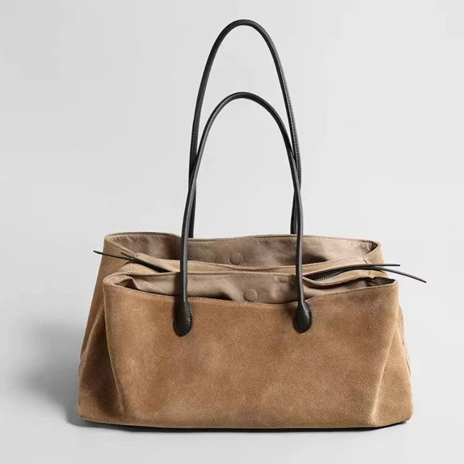 Desert Sand Suede Tote Bag | Large Capacity Everyday Shoulder Bag for Women
