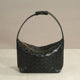 Black Woven Leather Hobo Bag | Large Zip-Top Interlace Shoulder Bag for Women