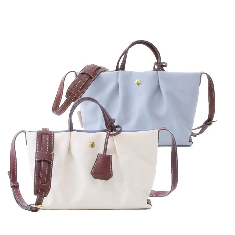 Sky Blue Cloud Canvas Tote Bag | Cute Embroidered Crossbody & Top Handle Handbag for Women