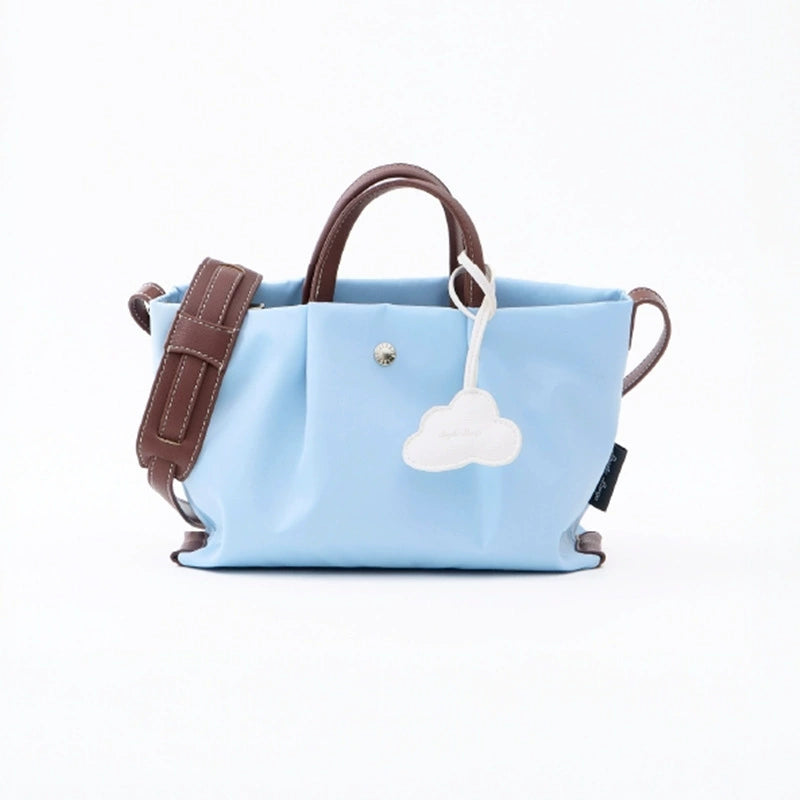 Sky Blue Cloud Canvas Tote Bag | Cute Embroidered Crossbody & Top Handle Handbag for Women