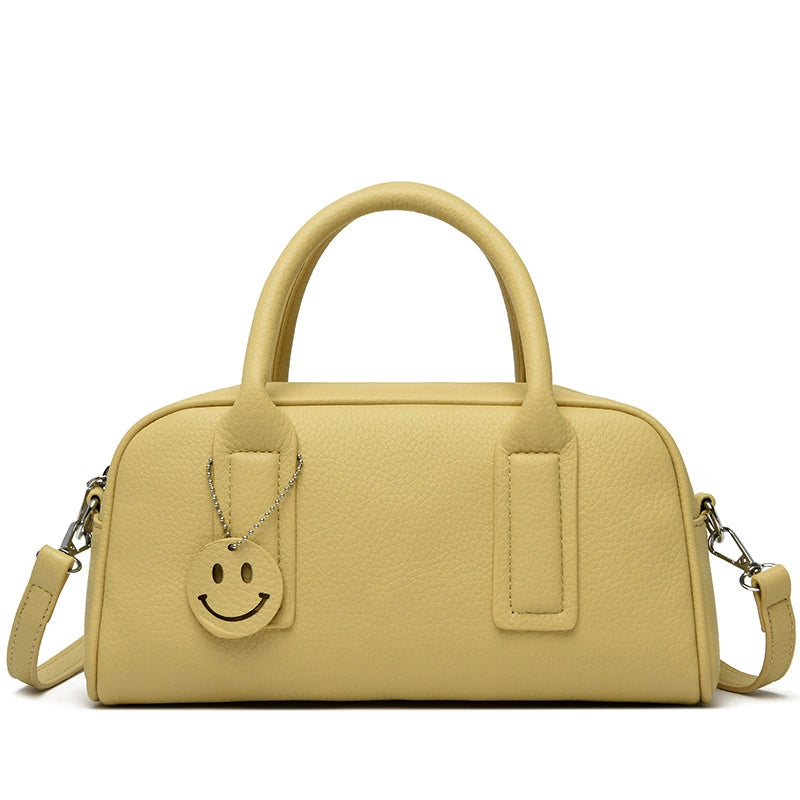 Smile Charm Boston Bag for Women – Cute Top Handle Crossbody Handbag 27×15×9cm