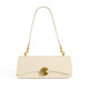 Cream Leather Flap Clutch Bag | Gold Spiral Clasp Slim Shoulder & Evening Bag for Women