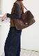 Women's Brown Suede Flap Shoulder Bag – Silver Turn-Lock Closure