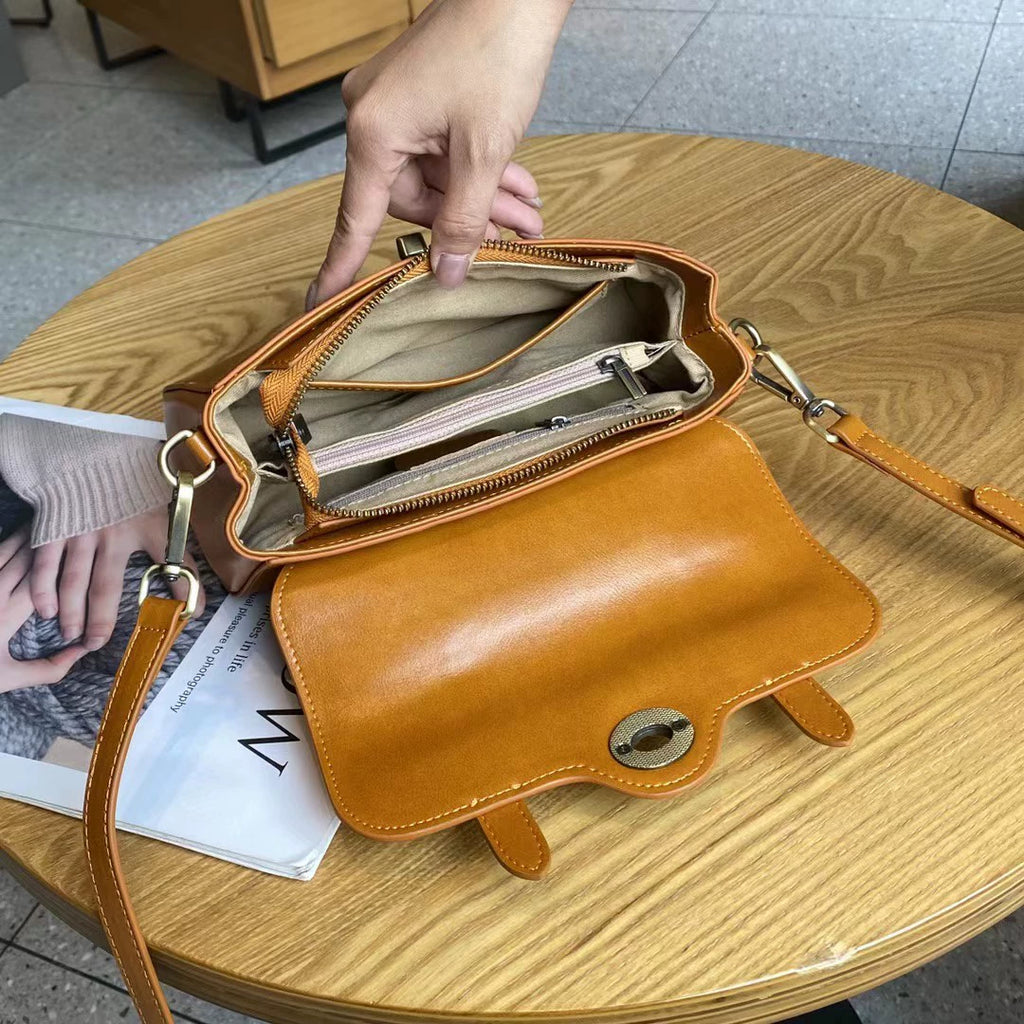 Tan Vintage Cylinder Bag | Antique Turn-Lock Mini Barrel Crossbody & Top Handle Handbag for Women