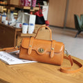 Tan Vintage Cylinder Bag | Antique Turn-Lock Mini Barrel Crossbody & Top Handle Handbag for Women
