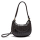 Woven Leather Half-Moon Shoulder Bag | Slate Blue Hobo Crossbody Handbag for Women