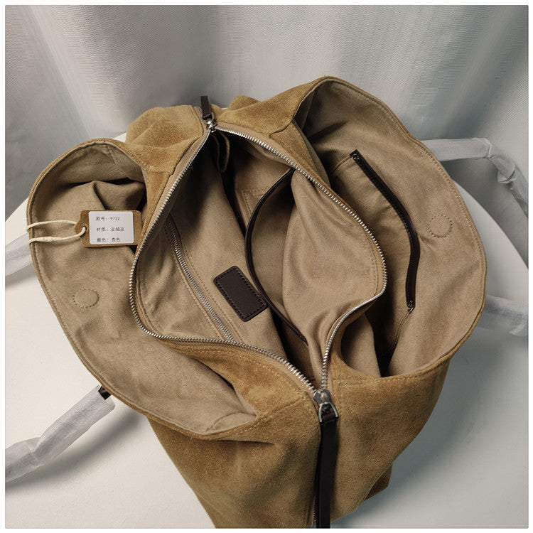 Desert Sand Suede Tote Bag | Large Capacity Everyday Shoulder Bag for Women