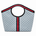 Gucci GG Denim Web Stripe Round Handle Tote